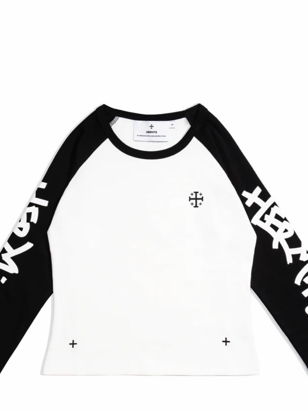 Heron Preston Black & White Raglan Long Sleeve Tee